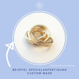 Anhänger Gelbgold 585, 2 Ringe ineinander, Taufringe, individualisierbar mit Handgravur Bild 7