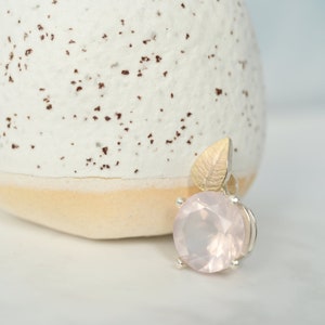 Rose quartz pendant, silver with 750 rose gold, unique image 3