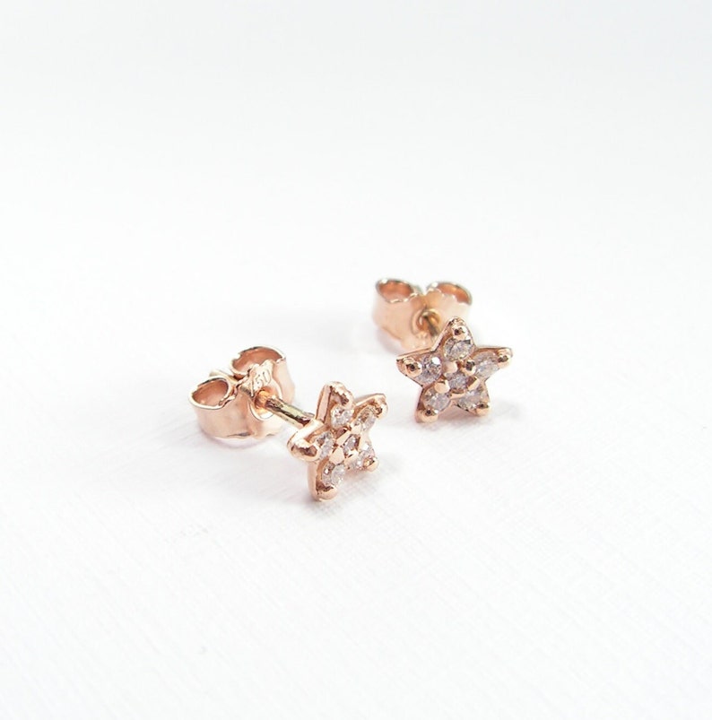 small diamond stud earrings 750 red gold, yellow gold or white gold 585 image 7