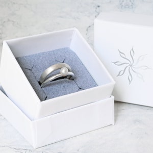 Ring set pearl ring, matt silver ring 3.5 mm wide, satin finish image 6