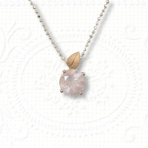 Rose quartz pendant, silver with 750 rose gold, unique image 1