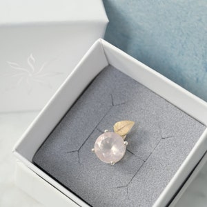 Rose quartz pendant, silver with 750 rose gold, unique ohne Kette