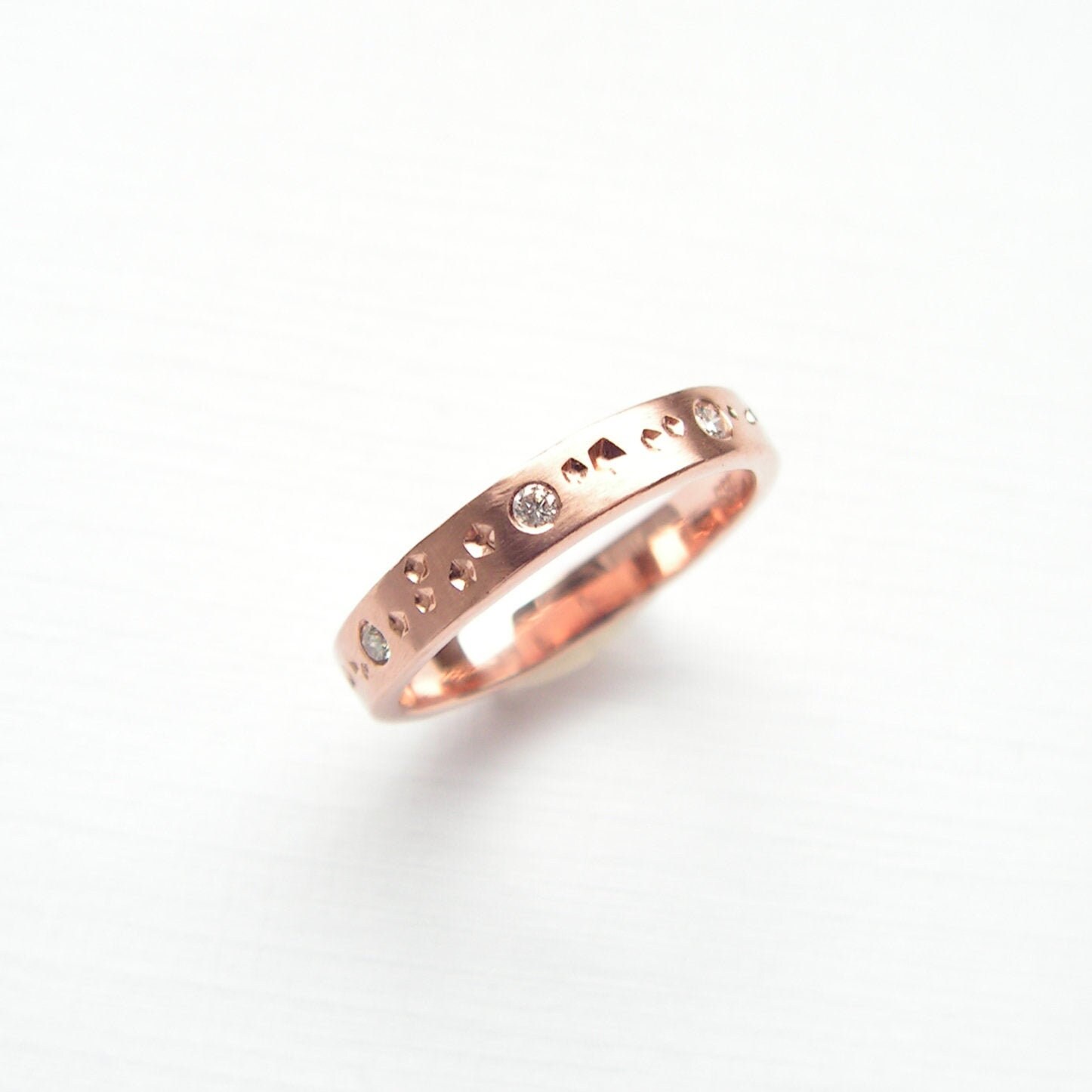 Rosè-rojo oro 585 brillante 0,05 CT mujeres anillo de compromiso solitario solicitud anillo