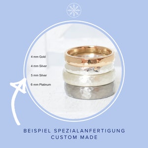 Hammerschlag Ring, Partnerring, Silberring, matt oder poliert, 5mm breit, individualisierbar mit Gravur Bild 9
