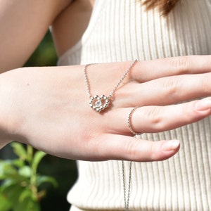 Necklace heart with aquamarine, silver necklace sterling silver, heart necklace image 4