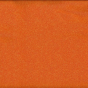 Op de afbeelding: Oranje stof met een klein, herhalend patroon van kleine gele vierkantjes.