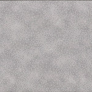 Peut inclure: Un tissu gris avec un motif de pois blancs. Le tissu a une texture subtile et un aspect légèrement délavé.