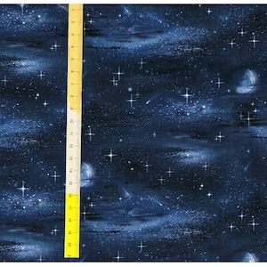 Patchwork fabric "New Moon dark blue" starry sky with moon