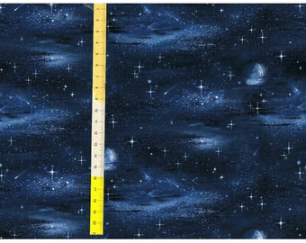 Patchwork fabric "New Moon dark blue" starry sky with moon