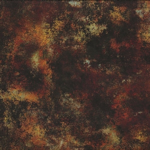 Könnte beinhalten: Abstrakter Stoff mit einem gesprenkelten Muster in Braun-, Rot- und Gelbtönen. Ein gelbes Lineal mit schwarzen Markierungen befindet sich auf der rechten Seite und zeigt die Maße in Zentimetern an.