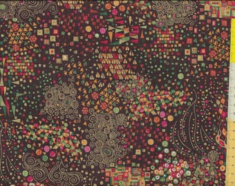 Patchwork fabric "Golden Symphony" brown multicolored with gold, Makower 155 V