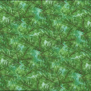 Tissu patchwork "Fireside Pups" branches de sapin