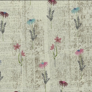 Patchwork fabric "Essence of Peace" beige, meadow flowers