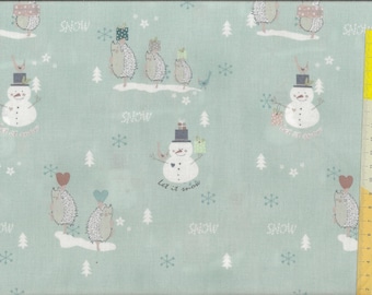 Tissu de Noël « Tu me rends heureux » menthe