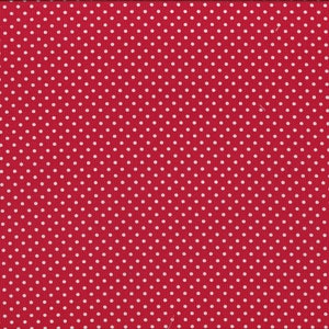 Könnte beinhalten: Roter Stoff mit weißen Punkten.