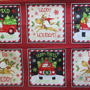 Weihnachtsstoff "Timber Gnomies Tree Farm" Panel, Bilder, Weihnachtswichtel