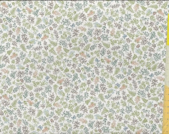 Patchwork fabric "Little Ones" Foliage, twigs, ferns, in delicate green, blue-green and brown tones on a light background