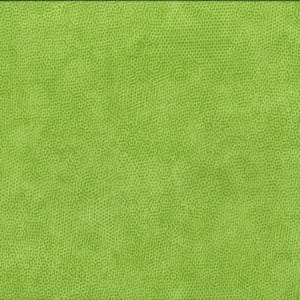 K&ouml;nnte beinhalten: Ein leuchtend gr&uuml;ner Stoff mit einem sich wiederholenden Muster aus kleinen, hellgr&uuml;nen Kreisen und Sechsecken. Ein gelbes Lineal mit schwarzen Markierungen befindet sich auf der rechten Seite und zeigt die Ma&szlig;e in Zentimetern an.