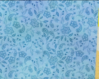 Patchworkstoff  " Resplendent Delicate - Blue " Zweige und Paisley in blau