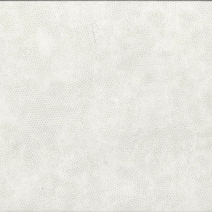 Op de afbeelding: Witte stof met een subtiel patroon van kleine, lichtgrijze stippen en zeshoekige vormen. Een gele liniaal met zwarte markeringen is verticaal geplaatst en meet tot 50 cm.