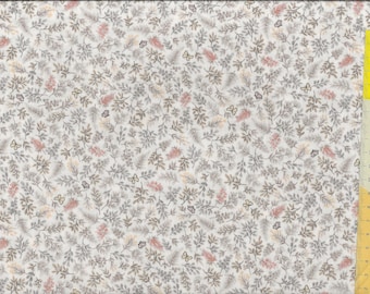 Patchwork fabric "Little Ones" Foliage, twigs, ferns, in delicate grey and brown tones on a beige background