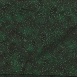 Może przedstawiać: Tkanina w ciemnym kolorze zielonym z subtelnym wzorem małych białych kropek. Tkanina ma lekko fakturowaną powierzchnię.