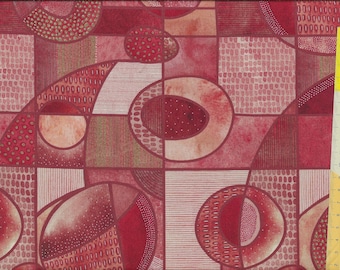 Patchwork fabric "Flora and Form" geometric shapes in various terracotta tones