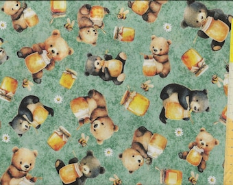 Patchwork fabric "Buzz Buzz Buzz" children's fabric with bears and honey