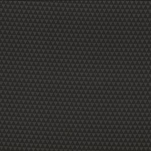 Può includere: Tessuto grigio scuro con un motivo ripetuto di piccoli triangoli grigio scuro. Un righello giallo con segni neri è sul lato destro, che mostra le misure in centimetri.
