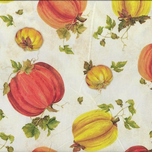 Patchwork fabric &quot;Fall Splendor&quot; Pumpkin, pumpkin on a light background