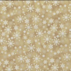 Christmas fabric "Winter Time" white stars and ice crystals on beige background