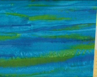 Patchworkstoff Batik blau-grün