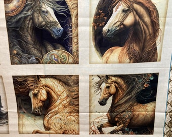Patchworkstoff "Stallion Song" Panel mit großen Bildern, Pferde, Hengste, Wildpferde