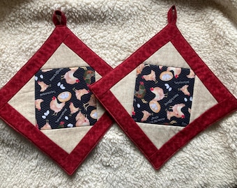 1 paar pannenlappen "kippen"