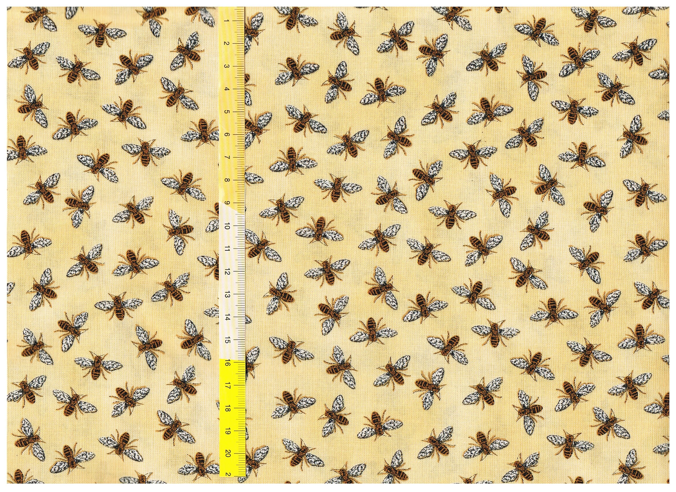 Patchwork fabric Bee Grateful Bees on yellow Etsy