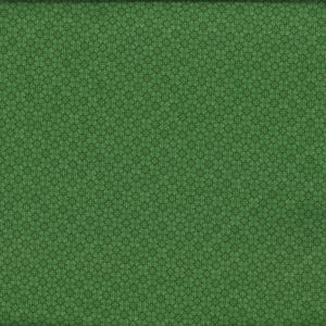 Könnte beinhalten: Grüner Stoff mit einem sich wiederholenden Muster aus kleinen, weißen vierblättrigen Kleeblättern.