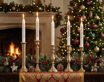 Candles, taper candles with Christmas sayings, Christmas gift printed with sayings