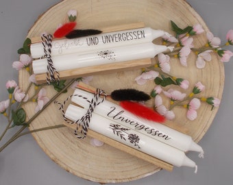 2pcs SET Candles Rod Candles Mourning Memory Candles with Saying Memory Light Selection Blocks Dried Flowers