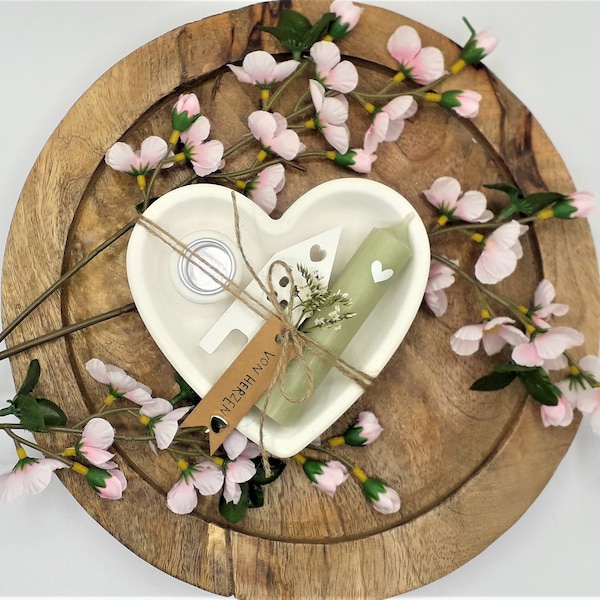 Birthday gift girlfriend | Gift set with candle | Gift birthday | souvenir | Candlestick heart | Dried flower | cottage