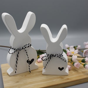 Easter bunnies made of Raysin set of 2 decorative bunnies bunnies decoration Easter bunnies concrete white