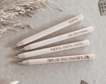 Ballpoint pen wood with engraving God, Christ, Faith, Confirmation | Gift Idea - English Texts