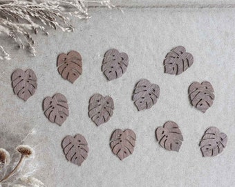 Wooden confetti "Monstera" walnut 12 pieces