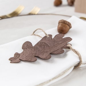 3 ronds de serviette/marque-place feuille de chêne, personnalisable