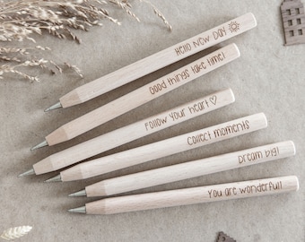 Wooden ballpoint pen - gift idea - engraving English sayings - collect moments - souvenir, farewell gift