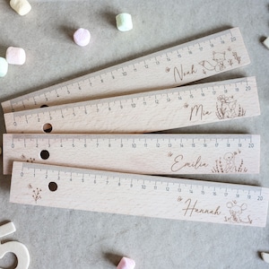 Ruler for school enrollment made of wood with name and motif | Personalized ruler | for the school cone