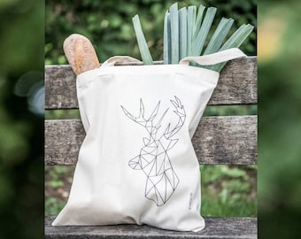 Cotton bag with design print deer geometric