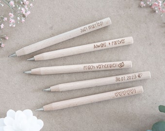 Pen Wood Wedding Just Married! Always & Forever! Personalized. Ballpoint pen with engraving