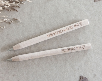 midwife with heart | nurse with heart | Wooden Engraved Ballpoint Pen Thank You Gift Idea