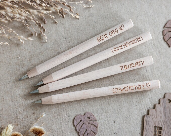 Fanery Sue Personalisierbares Stift-Set Aus Buchenholz – Kugelschreiber & Etui, Gravur Möglich