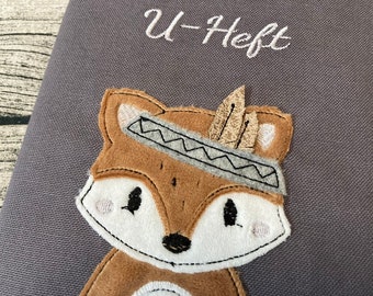 U-Heft Hülle, personalisierbar, mit boho Fuchs